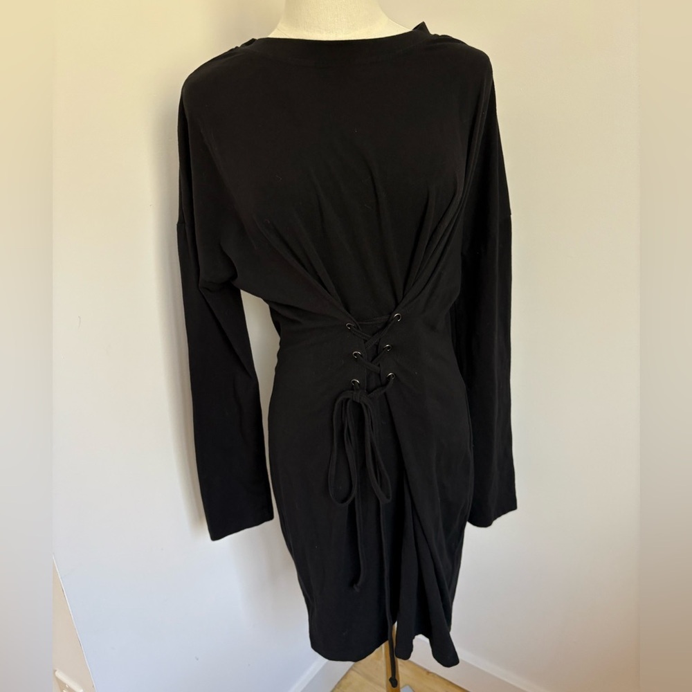 Black Lace-Up Mini Dress